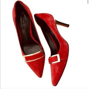 Rachel Zoe Red Kid Suede Candace Pump Heels 7.5